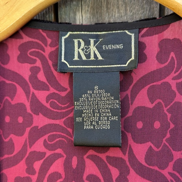 Vintage Y2K R&K Evening Silk Velvet Beaded Kimono Red Black S - Picture 4 of 17